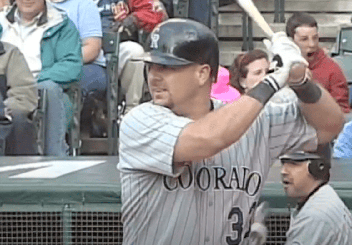 Image showing Larry Walker's number 3 and his unique baseball superstitions.